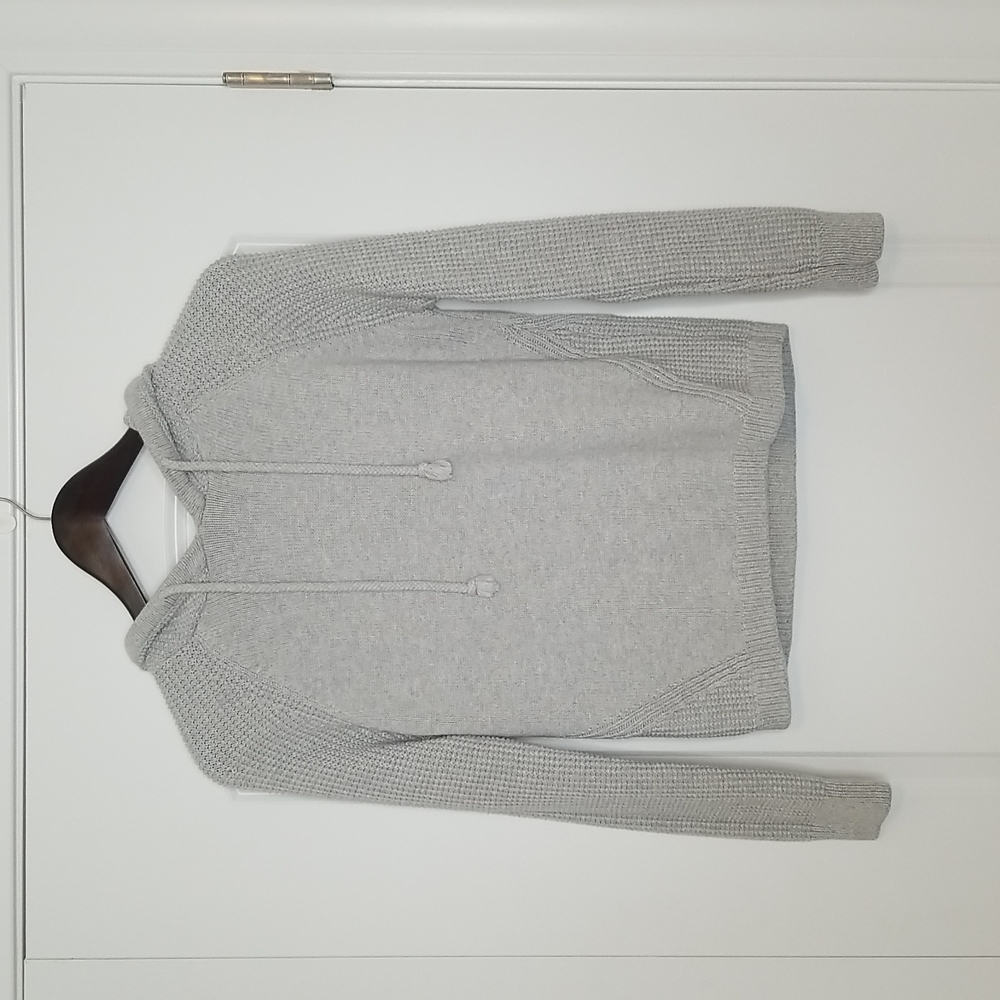 Rachel Zoe Heathered Gray Textured Knit Hoodie Sweater